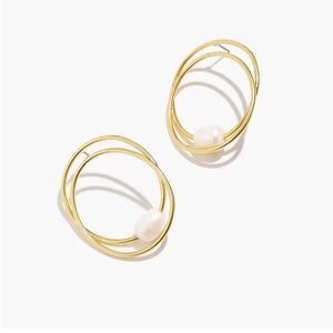Madewell Freshwater Pearl Double Hoop Earrings